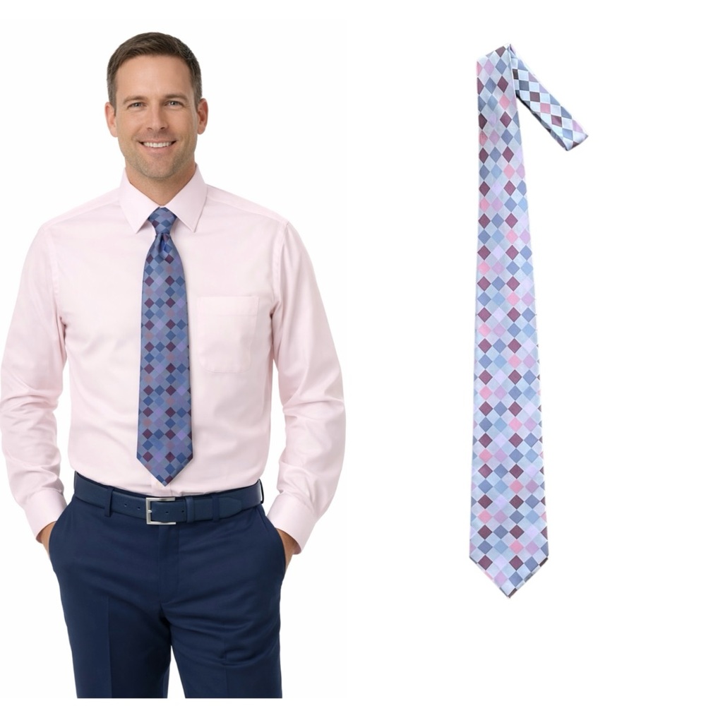 Elegant Blue & Pink Patterned Tie 
🔥% bundle of 3, 5, 10, 15 or 20 ties